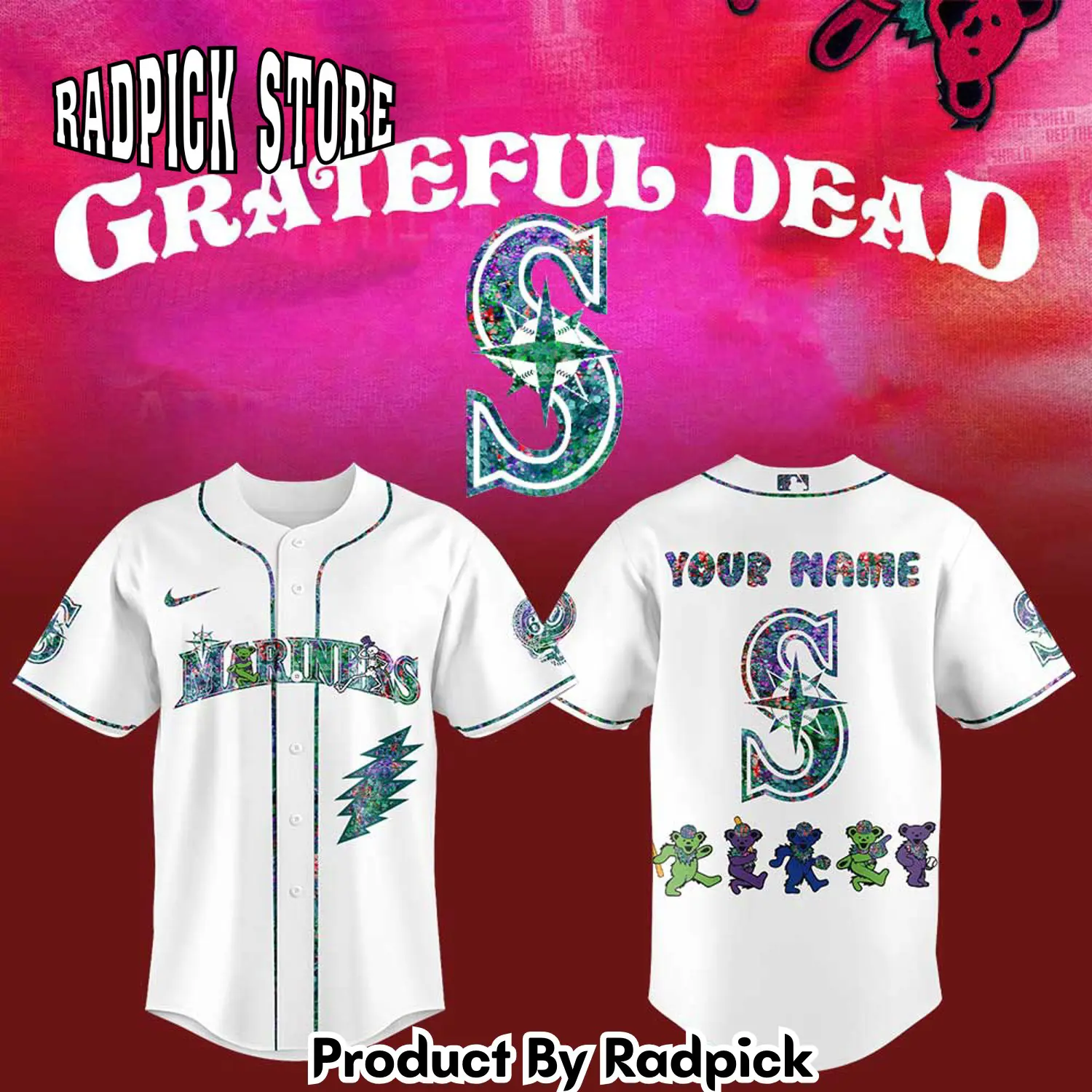 Radpick seattle mariners grateful dead night baseball jersey custom name for fans rp127123